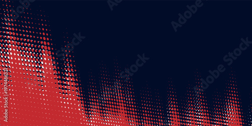 Red halftone dots blue color pattern gradient grunge texture background. Dot pop art comic sport style vector illustration.