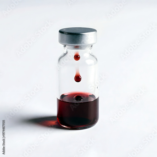 Wallpaper Mural Glass vial with red liquid and drop on white background representing Cortisol Levels   Torontodigital.ca