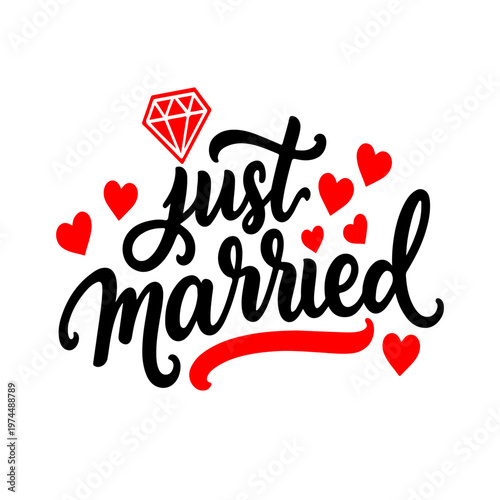just married writting desigh 