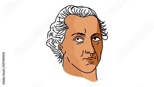 Immanuel Kant portrait, flat vector illustration