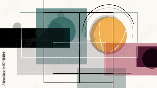 Abstract tennis background for sport game illustration with copy space in minimalist style. Tennis court top view. Ideal for sports events, competitions, poster, background