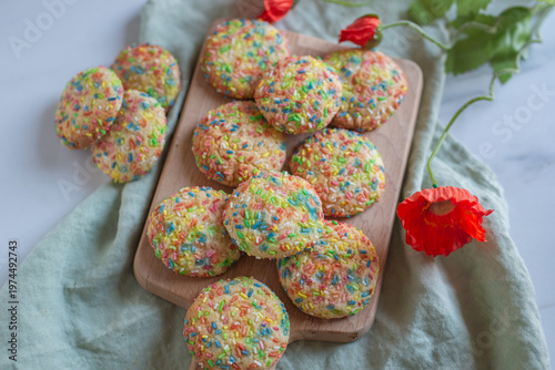 sweet home made Sugar cookies with sprinkles 