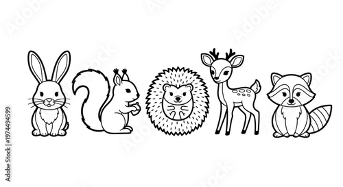 Black and white forest animal icons 1.