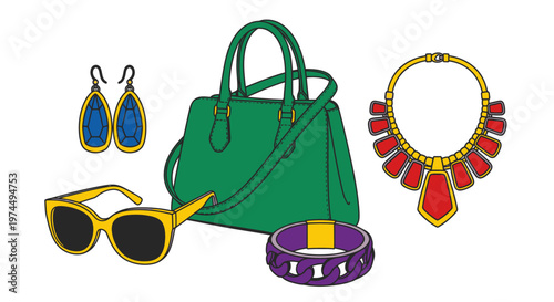 Colorful fashion accessories on display.