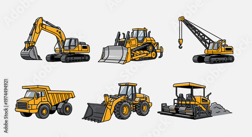 Heavy Construction Equipment Vehicles Machines.