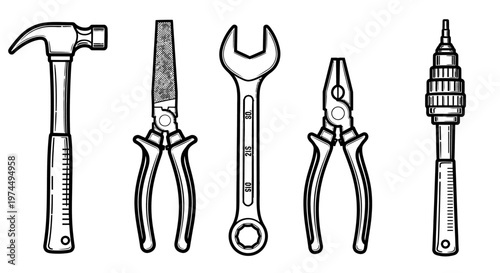Hand tools for home repair work 1.