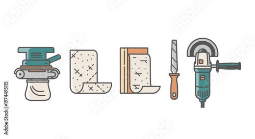 Set of tile installation hand tools.