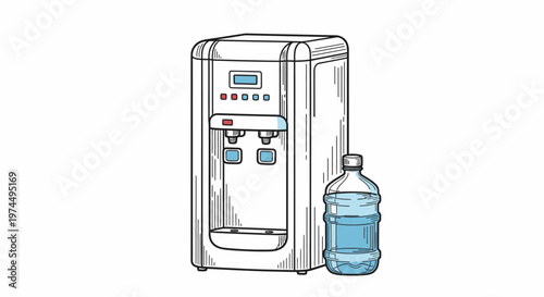 Water cooler machine with bottle.