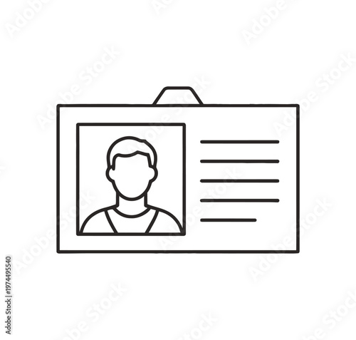 Vector of an identification badge with a silhouette of a person and text lines for details