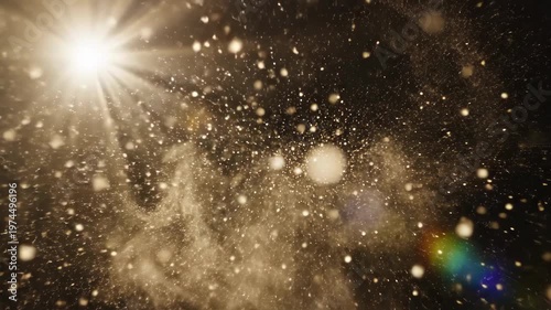 Golden Particles and Light Rays Abstract Background Loop.