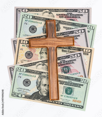 Dollarnotes with wooden cross