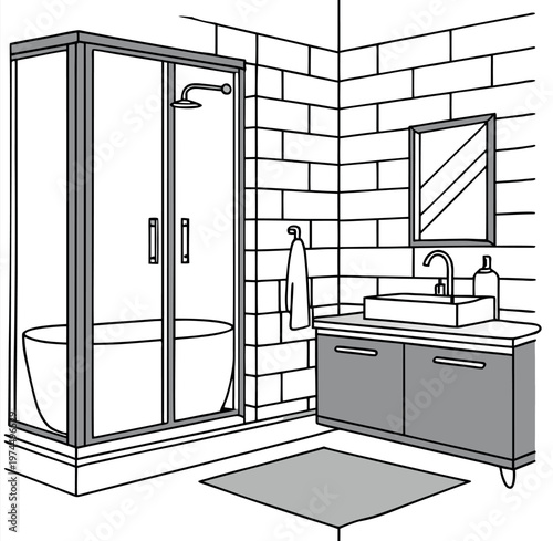 3d rendering modern minimalist bathroom interior design with clean and eleg