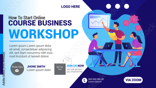 Modern Webinar Template for Online Course, Business Training, Coaching Workshop Social Media Banner