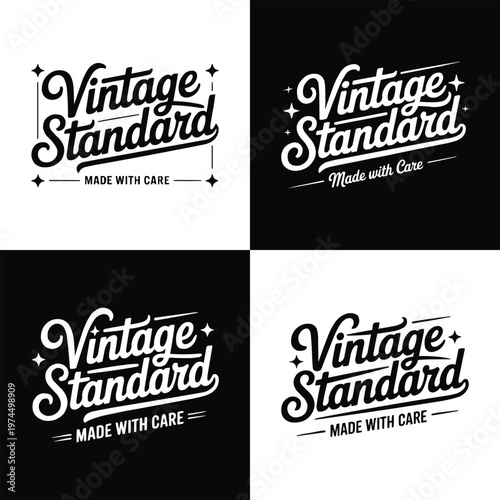 Φωτογραφία A collection of four distinct 'Vintage Standard' logo designs, each crafted with care, perfect for branding and retro aesthetics