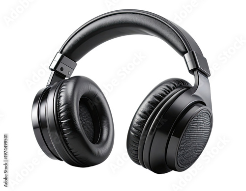 A sleek pair of black over-ear headphones are presented against a stark black background, highlighting their modern design and premium materials.