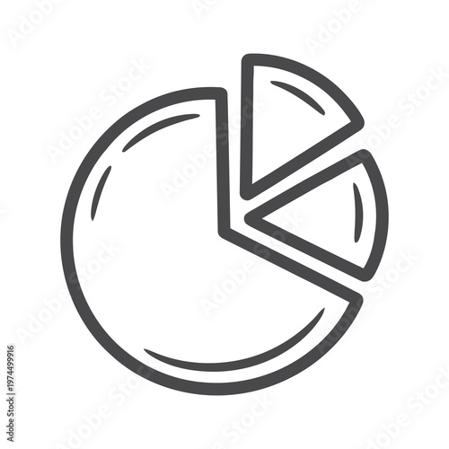 Circular vector of a pie chart with three slices representing data distribution