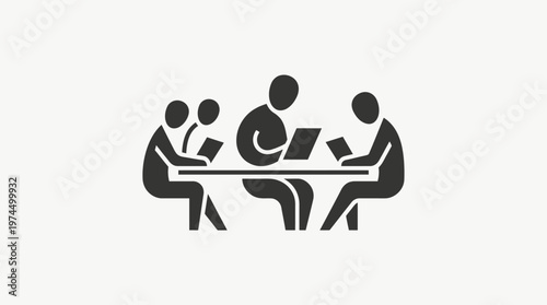 Minimalist Silhouette of People Working Together