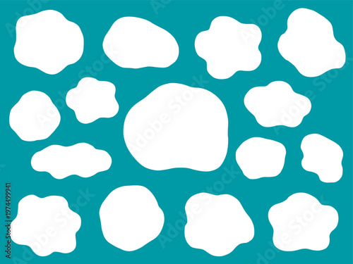 ゆるいフレームのベクターイラストセット。枠、流体シェイプ、楕円、曲線