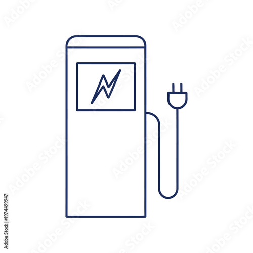 Vector of an electric vehicle charging station with a power plug
