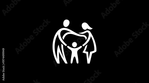 Minimalist Silhouette of a Happy Family Embracing