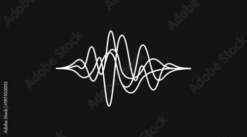 Abstract White Sound Waveform on Black Background