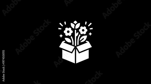 Floral Arrangement Emerging from Decorative Box