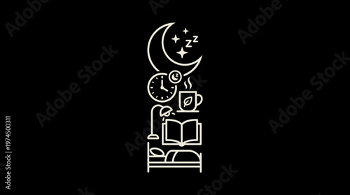 Minimalist Icons Related to Sleep and Relaxation