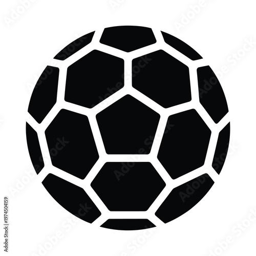 A classic black and white soccer ball illustration featuring pentagonal and hexagonal panels