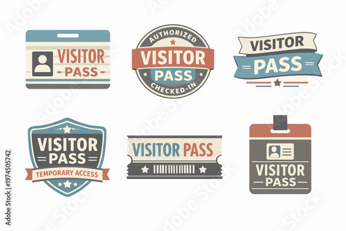 Visitor pass collection of identification badges and authorization tags enabling temporary access control for guests
