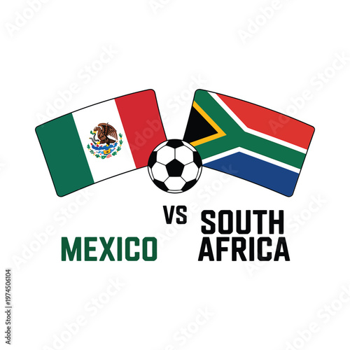 Mexico versus South Africa A soccer match represented by national flags