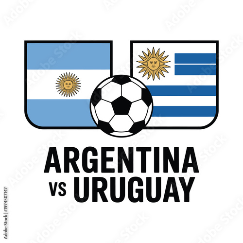Argentina versus Uruguay A soccer rivalry represented with national flags