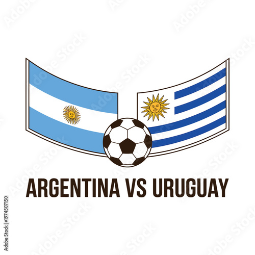 Argentina versus Uruguay A soccer rivalry symbolized by flags and a ball