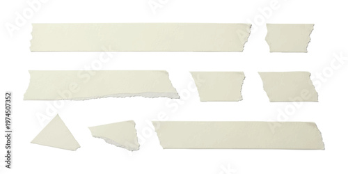 Set of adhesive masking tape strips with torn edges isolated on white background vector illustration