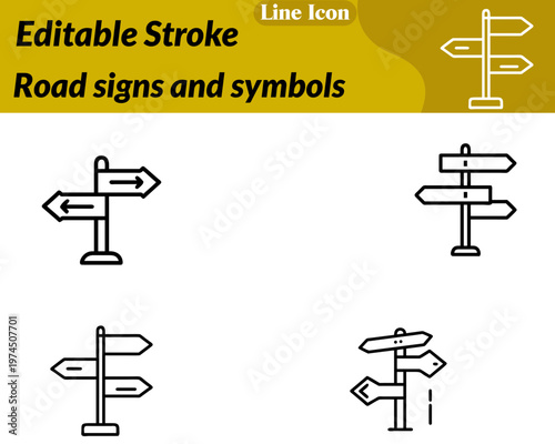 A clean friendly road signs and symbols icon featuring a simple traffic sign such as a directional arrow. Stop symbol warning sign. Designed with smooth rounded shapes and minimal details for a clear.