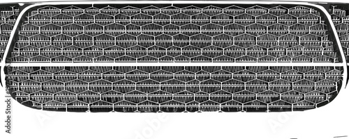 Industrial radiator core vector illustration with cooling fins and heat exchanger technical design isolated on white
