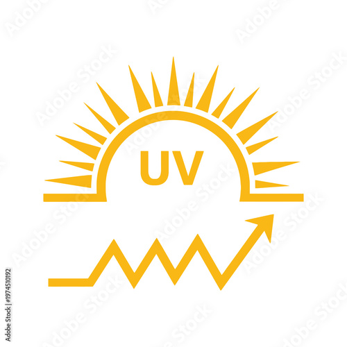 Yellow vector of a sun emitting uv rays in a stylized design.