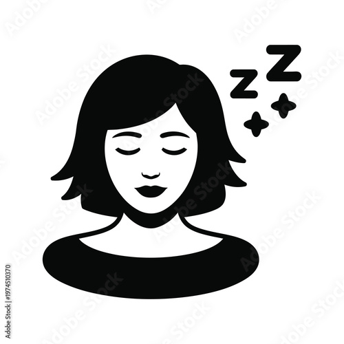Vector of a woman sleeping peacefully with zs floating around her head