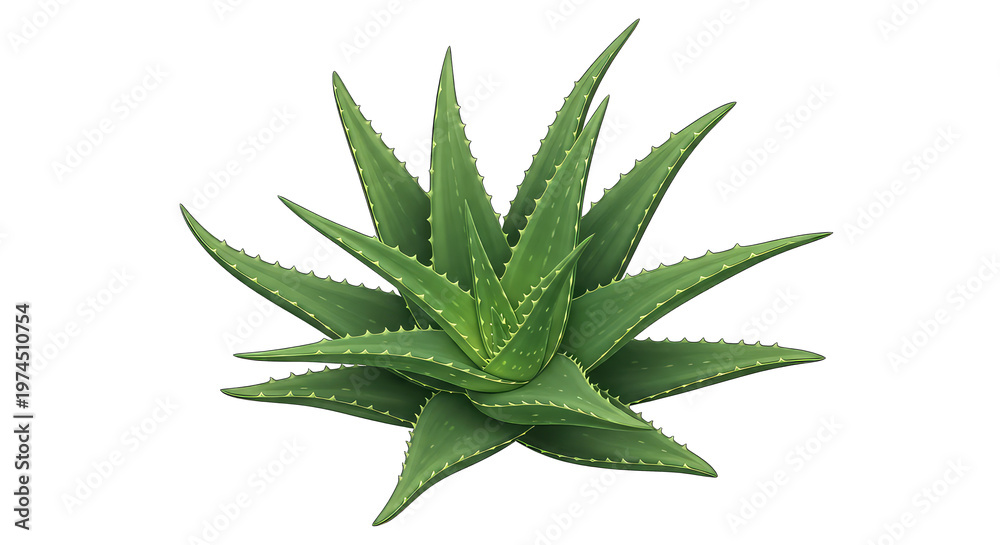 Fototapeta premium Green aloe vera plant leaf cutout isolated on transparent background