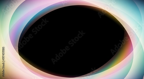 Swirling pastel rainbow light effect on black background with abstract background gradient creative spectrum ethereal isolated copy space futuristic decoration illusion