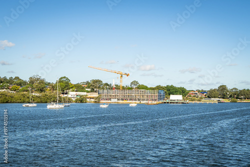 Putney Wharf Construction on Sydney Harbour with Crane and Waterfront Worksite in New South Wales Australia