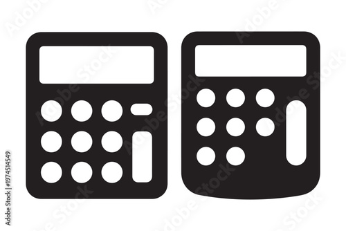 Minimal Calculator Icon Set Black Simple Math Device Symbol Flat Design