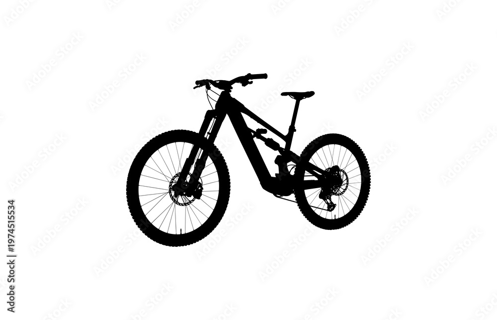 Fototapeta premium Modern Mountain Bike Silhouette Isolated on transparent Background