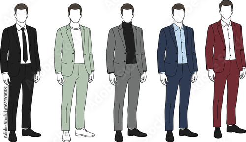Men's professional business suit set with formal and semi-formal styles