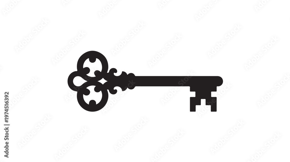 Obraz premium Vintage Skeleton Key Isolated On White For Unlocking Concepts