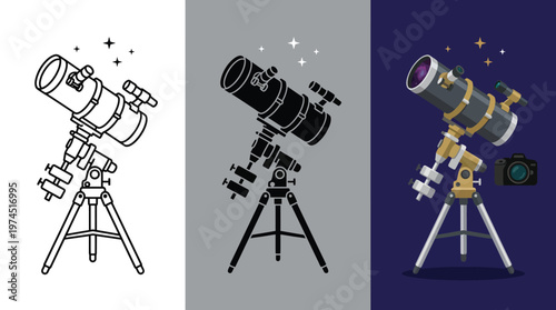 Telescopes on Tripod Stands in Different Colors and Styles