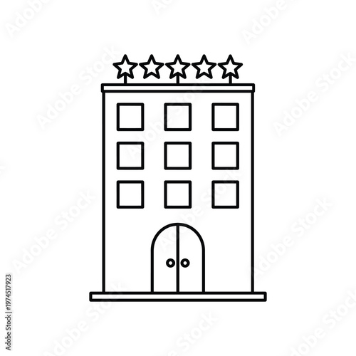 Vector of a five-star hotel building with a double door entrance