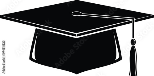 Black graduation cap with tassel on the right side. symbolizing academic success higher education completion