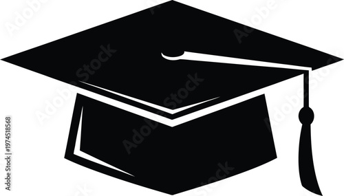 Graduation cap icon black silhouette on white background mortarboard graduation education academic university