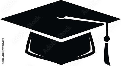 Black graduation cap icon with mortarboard graduation education academic achievement university silhouette