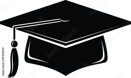 Black graduation cap with tassel icon for academic achievement black and white mortarboard academic graduation